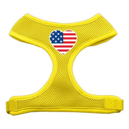 UNCONDITIONAL LOVE Heart Flag USA Screen Print Soft Mesh Harness Yellow Small UN819516